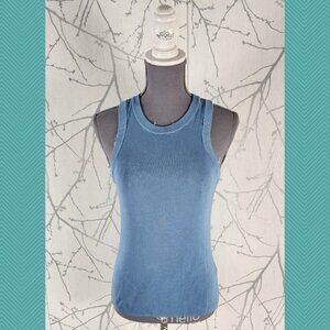 Zara Baby Blue Knit Fitted Crewneck Tank